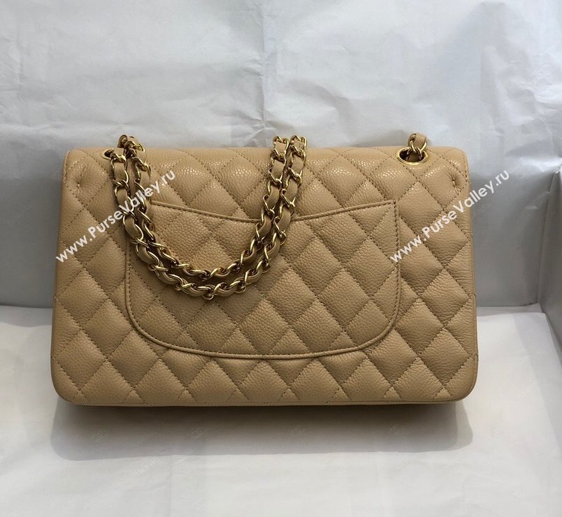 Chanel Quilted Big Grained Calfskin Medium Classic Flap Bag A01112 Apricot/Gold 2021 (SM-210930052)