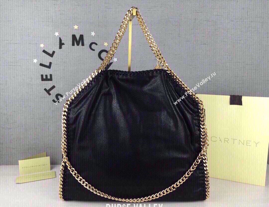Stella McCartney Falabella Fold Over Tote Bag Black/Gold 2020 (WJ-20121632)