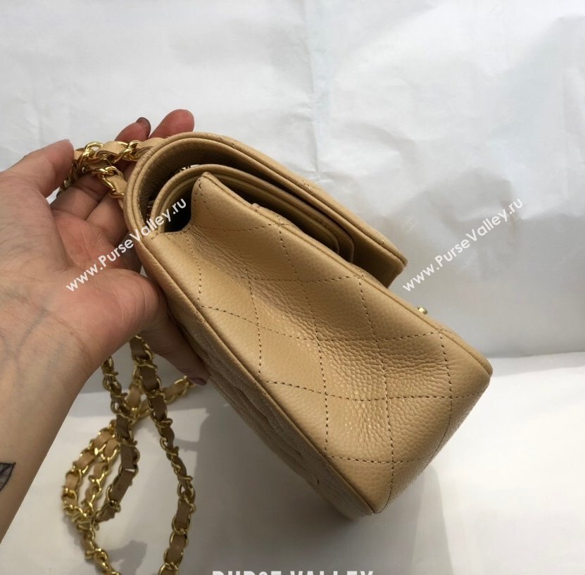 Chanel Quilted Big Grained Calfskin Medium Classic Flap Bag A01112 Apricot/Gold 2021 (SM-210930052)
