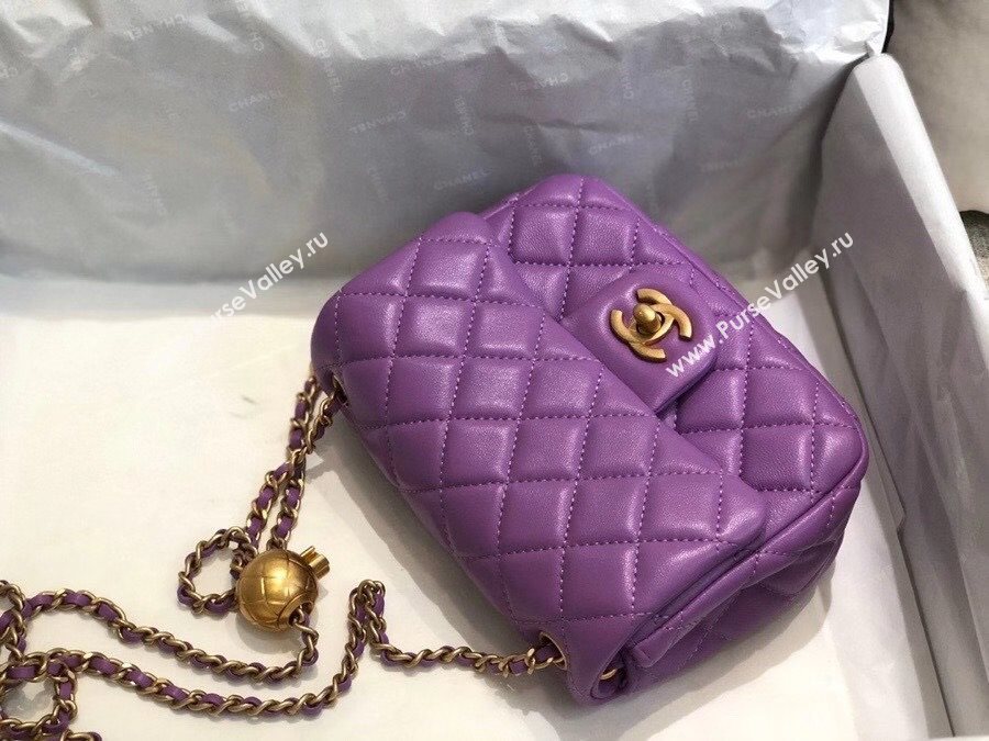 Chanel Lambskin & Gold-Tone Metal Flap Bag AS1786 Purple 2020 TOP (SMJD-20112331)