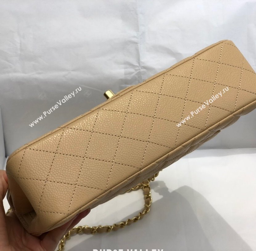 Chanel Quilted Big Grained Calfskin Medium Classic Flap Bag A01112 Apricot/Gold 2021 (SM-210930052)