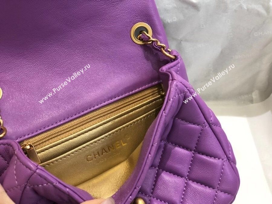 Chanel Lambskin & Gold-Tone Metal Flap Bag AS1786 Purple 2020 TOP (SMJD-20112331)