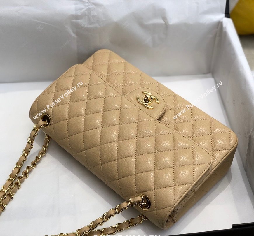 Chanel Quilted Big Grained Calfskin Medium Classic Flap Bag A01112 Apricot/Gold 2021 (SM-210930052)