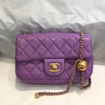 Chanel Lambskin & Gold-Tone Metal Flap Bag AS1787 Purple 2020 TOP (SMJD-20112336)