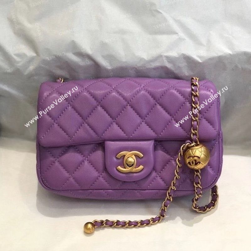 Chanel Lambskin & Gold-Tone Metal Flap Bag AS1787 Purple 2020 TOP (SMJD-20112336)