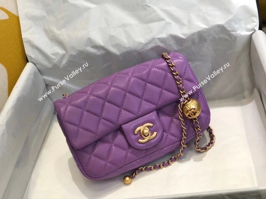Chanel Lambskin & Gold-Tone Metal Flap Bag AS1787 Purple 2020 TOP (SMJD-20112336)
