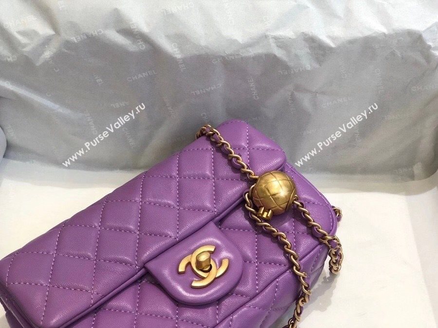 Chanel Lambskin & Gold-Tone Metal Flap Bag AS1787 Purple 2020 TOP (SMJD-20112336)