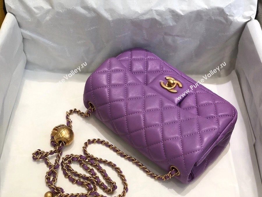Chanel Lambskin & Gold-Tone Metal Flap Bag AS1787 Purple 2020 TOP (SMJD-20112336)