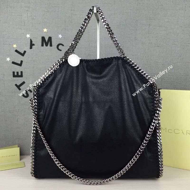 Stella McCartney Falabella Fold Over Tote Bag Black/Silver 2020 (WJ-20121633)