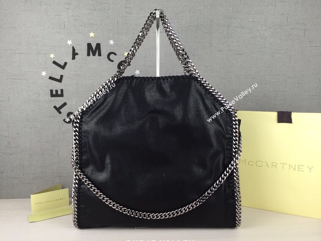 Stella McCartney Falabella Fold Over Tote Bag Black/Silver 2020 (WJ-20121633)