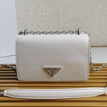 Prada Nylon and Saffiano Leather Shoulder Bag 1BD032 White 2021 (YZ-21080446)