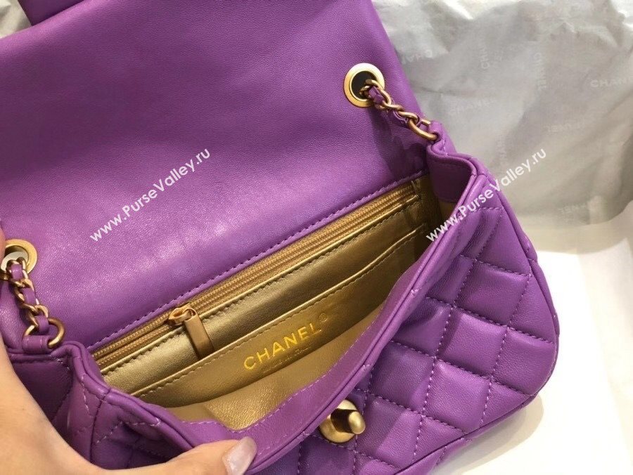 Chanel Lambskin & Gold-Tone Metal Flap Bag AS1787 Purple 2020 TOP (SMJD-20112336)