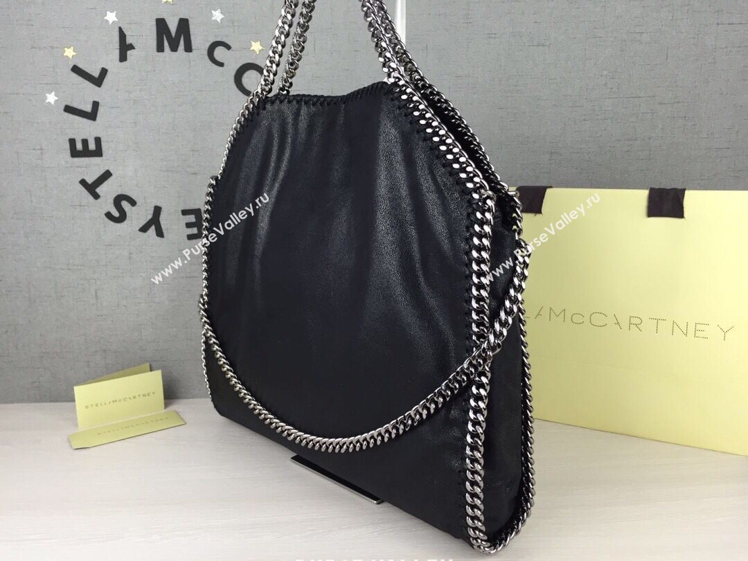 Stella McCartney Falabella Fold Over Tote Bag Black/Silver 2020 (WJ-20121633)