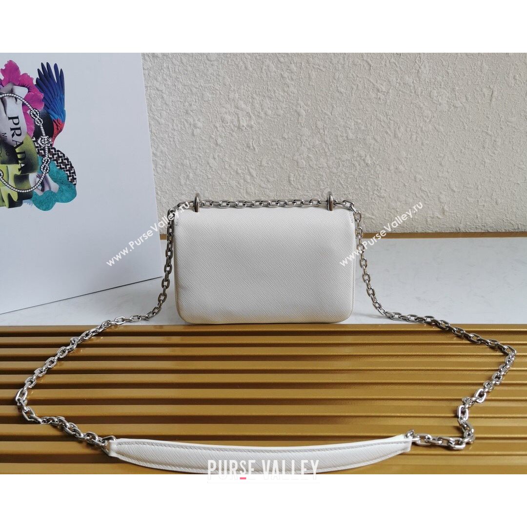 Prada Nylon and Saffiano Leather Shoulder Bag 1BD032 White 2021 (YZ-21080446)