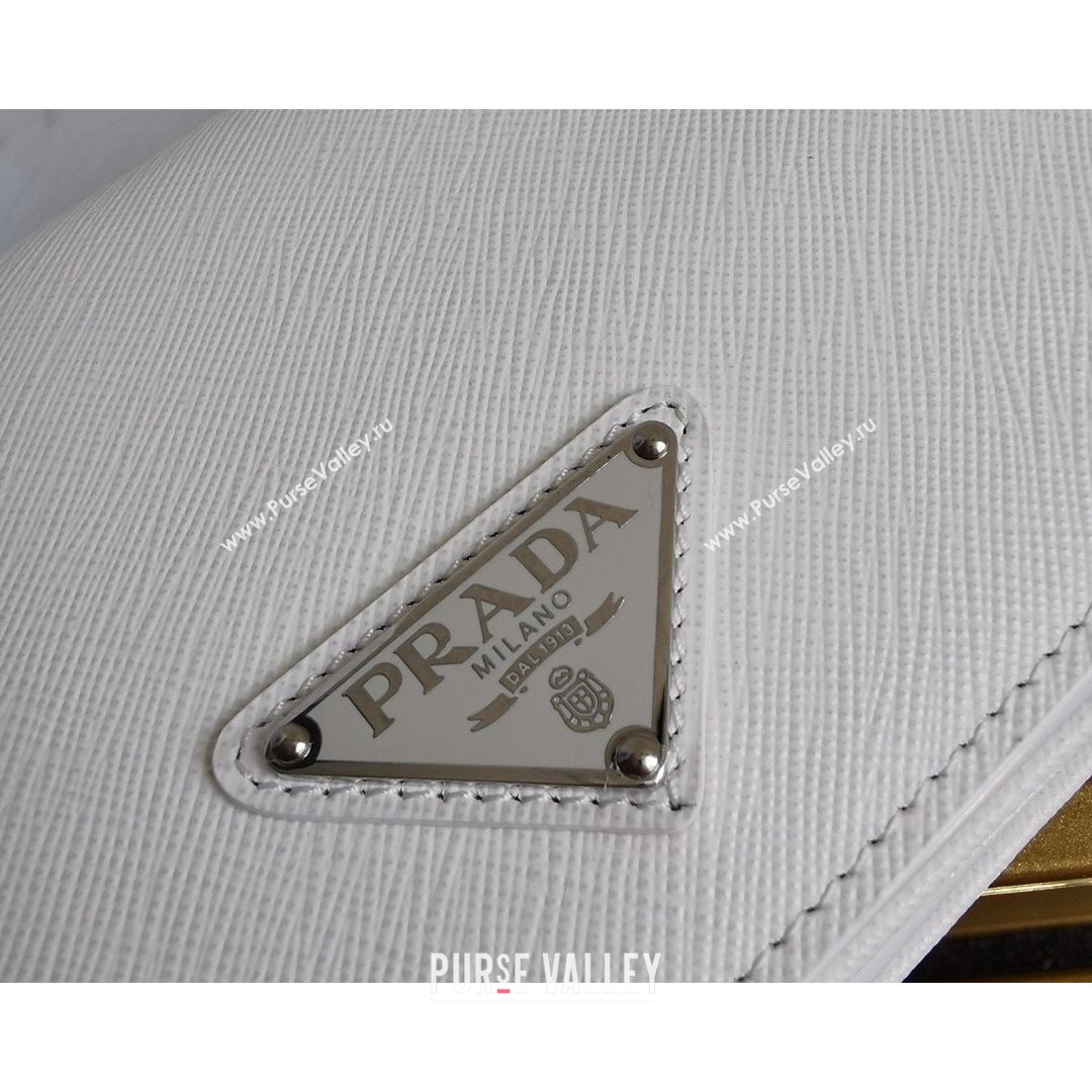 Prada Nylon and Saffiano Leather Shoulder Bag 1BD032 White 2021 (YZ-21080446)