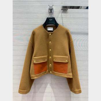 Celine Wool Cashmere Short Coat C9908 Brown 2023 (Q-239908)