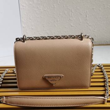 Prada Nylon and Saffiano Leather Shoulder Bag 1BD032 Beige 2021 (YZ-21080447)