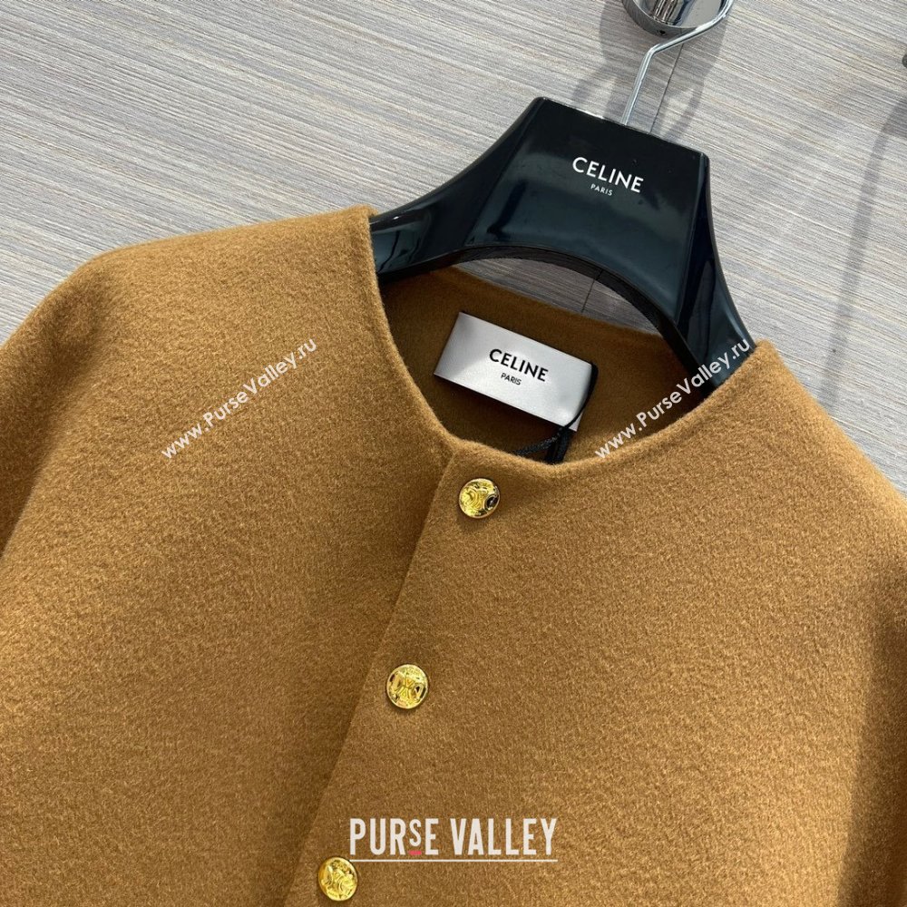 Celine Wool Cashmere Short Coat C9908 Brown 2023 (Q-239908)