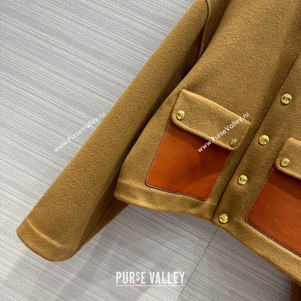 Celine Wool Cashmere Short Coat C9908 Brown 2023 (Q-239908)