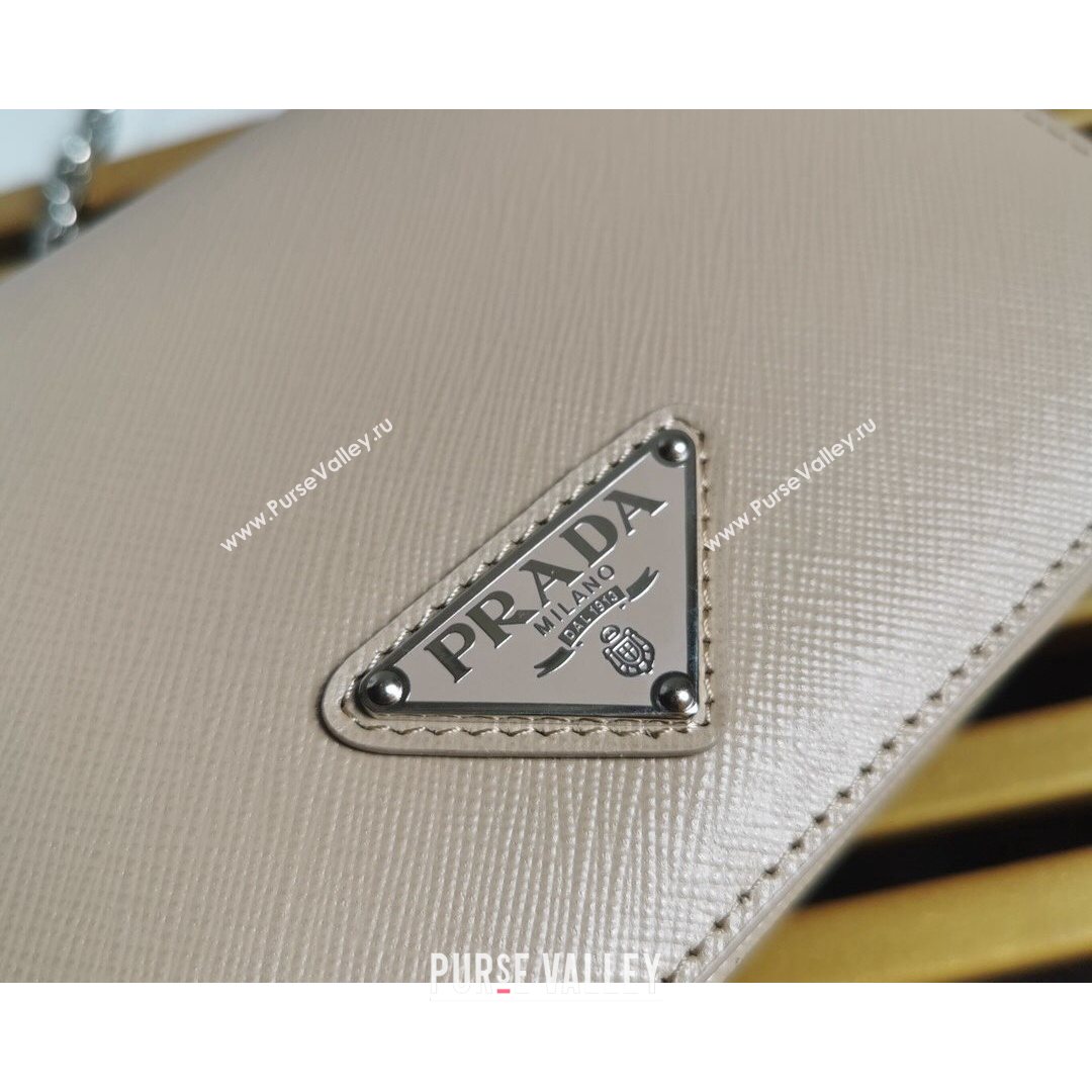 Prada Nylon and Saffiano Leather Shoulder Bag 1BD032 Beige 2021 (YZ-21080447)