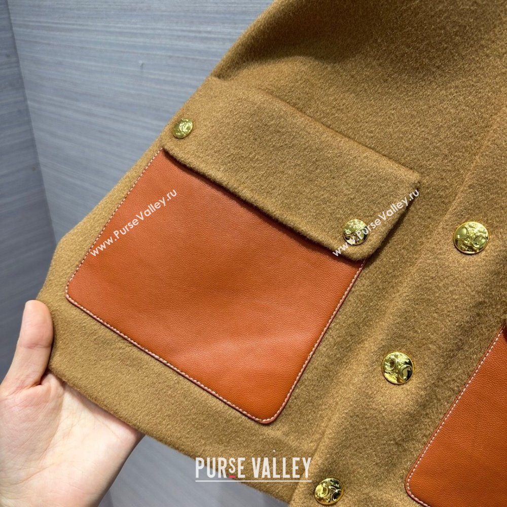 Celine Wool Cashmere Short Coat C9908 Brown 2023 (Q-239908)