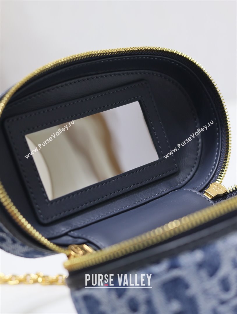 Dior 30 Montaigne Mini Vanity Case in Blue Denim Dior Oblique Jacquard 5198 2024 (XXG-24070329)