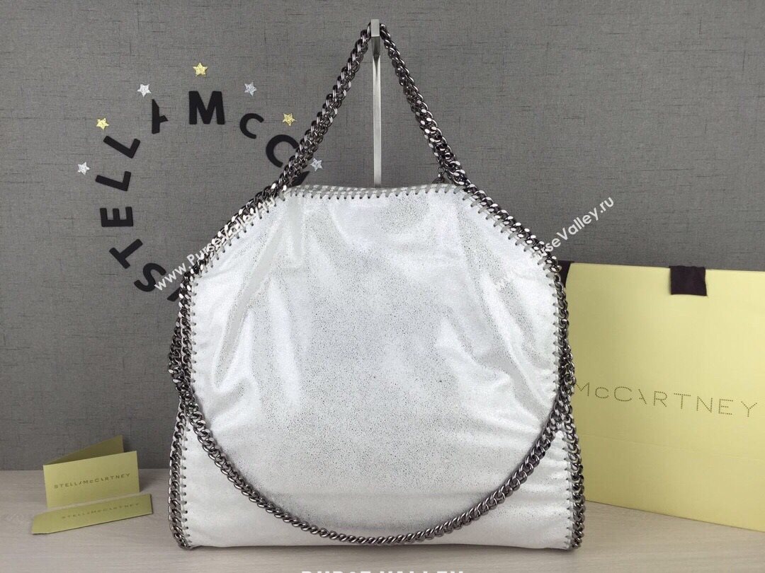 Stella McCartney Falabella Fold Over Tote Bag Silver White 2020 (WJ-20121634)