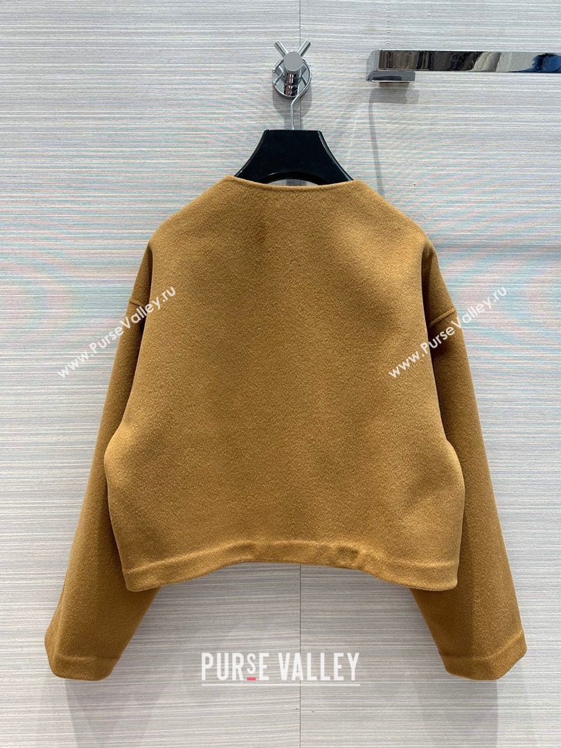 Celine Wool Cashmere Short Coat C9908 Brown 2023 (Q-239908)