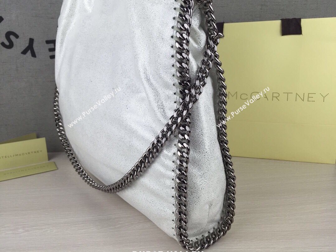 Stella McCartney Falabella Fold Over Tote Bag Silver White 2020 (WJ-20121634)