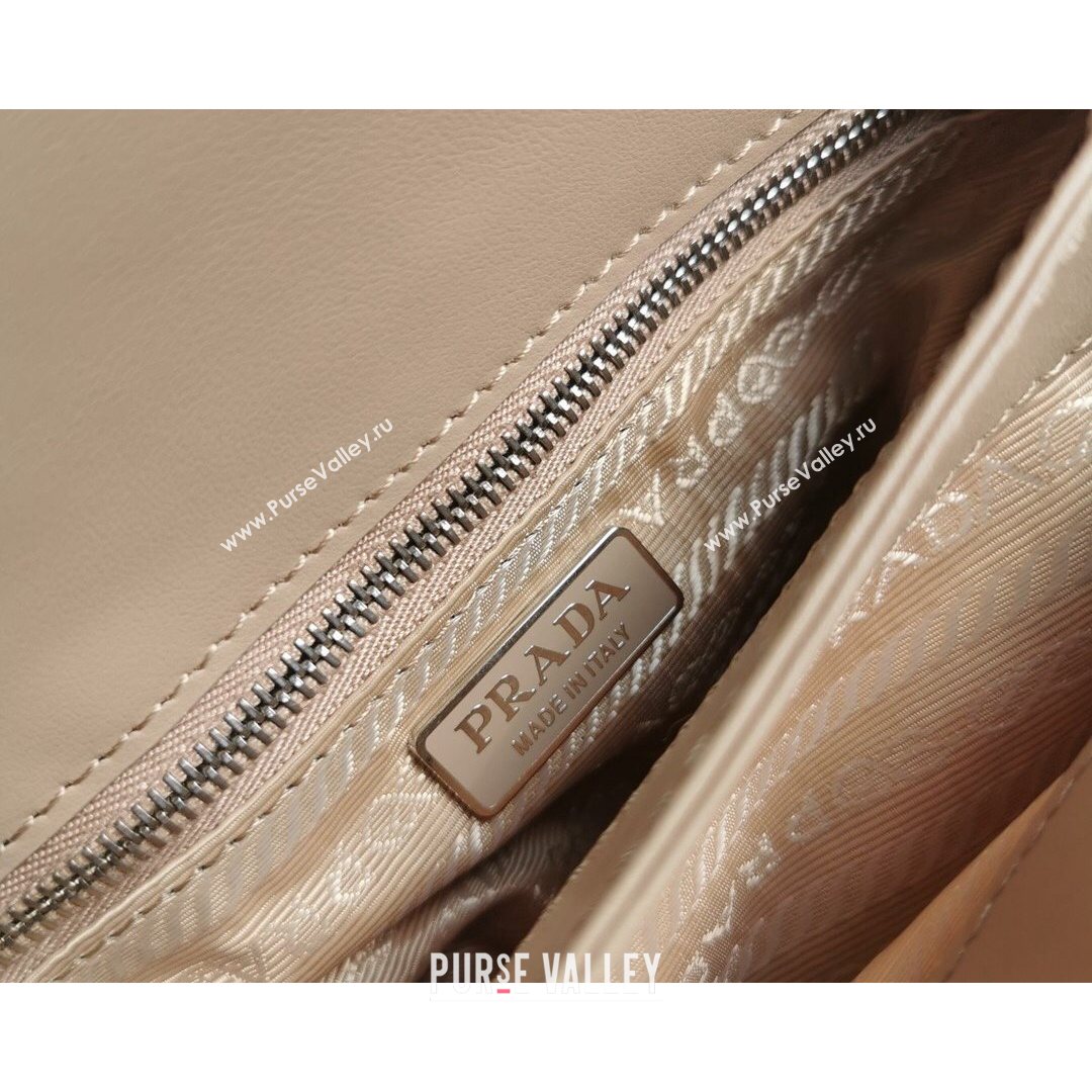 Prada Nylon and Saffiano Leather Shoulder Bag 1BD032 Beige 2021 (YZ-21080447)