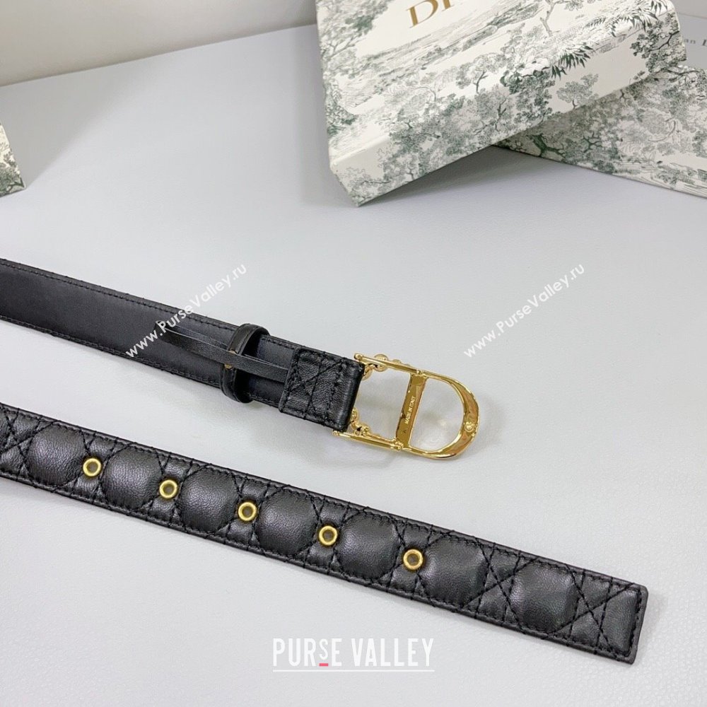 Dior Oblique Leather Belt 3cm with Pearls CD Buckle Black/Gold 2025 0108 (99-250108013)