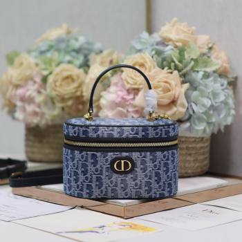 Dior 30 Montaigne Small Vanity Case in Blue Denim Dior Oblique Jacquard 5198 2024 (XXG-24070330)