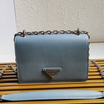 Prada Nylon and Saffiano Leather Shoulder Bag 1BD032 Blue 2021 (YZ-21080448)