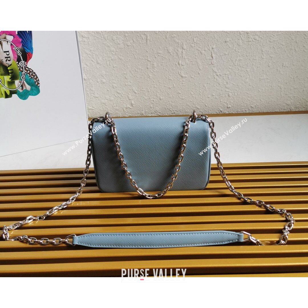 Prada Nylon and Saffiano Leather Shoulder Bag 1BD032 Blue 2021 (YZ-21080448)