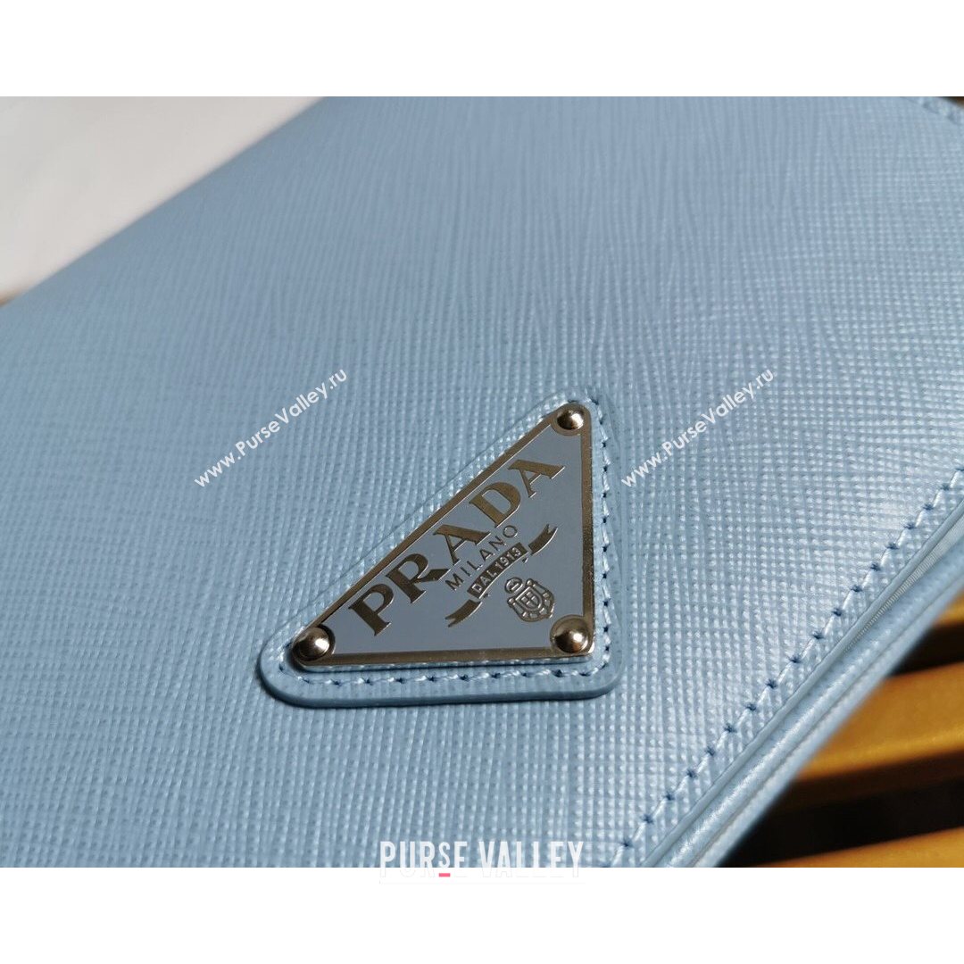 Prada Nylon and Saffiano Leather Shoulder Bag 1BD032 Blue 2021 (YZ-21080448)