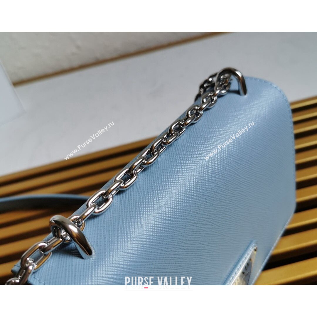 Prada Nylon and Saffiano Leather Shoulder Bag 1BD032 Blue 2021 (YZ-21080448)