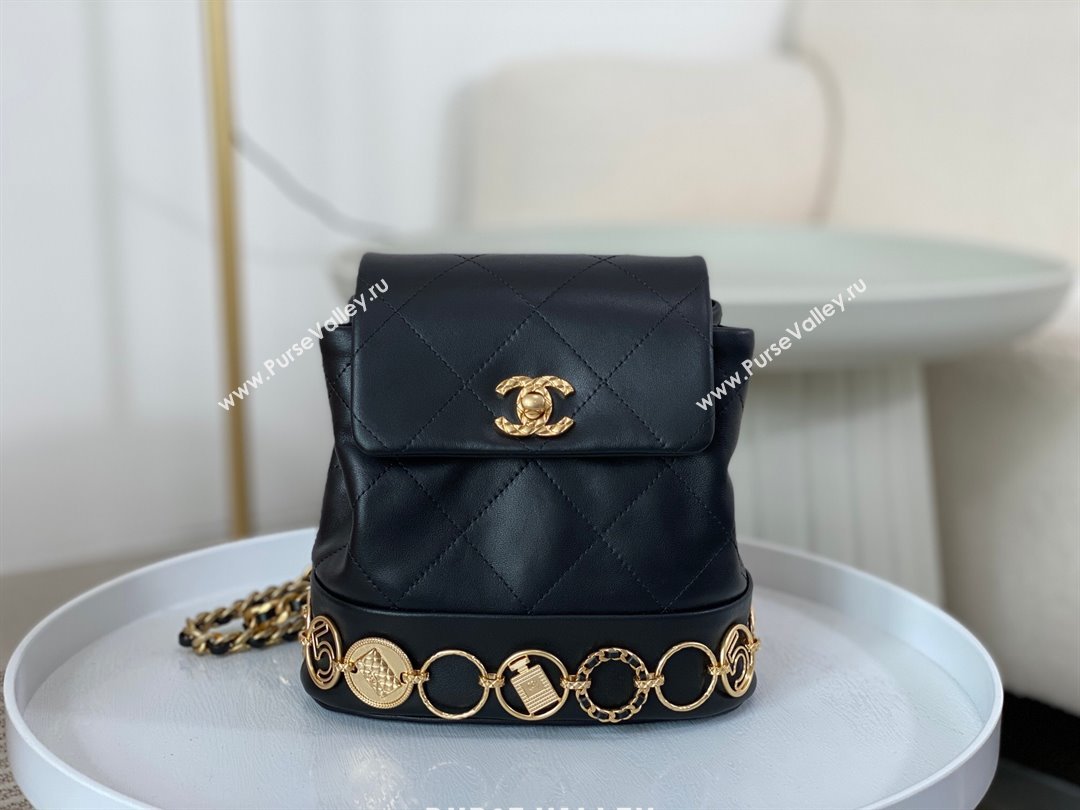 Chanel Calfskin Small Backpack Bag with Badge AS4275 Black 2023 Top (SM-23112815)