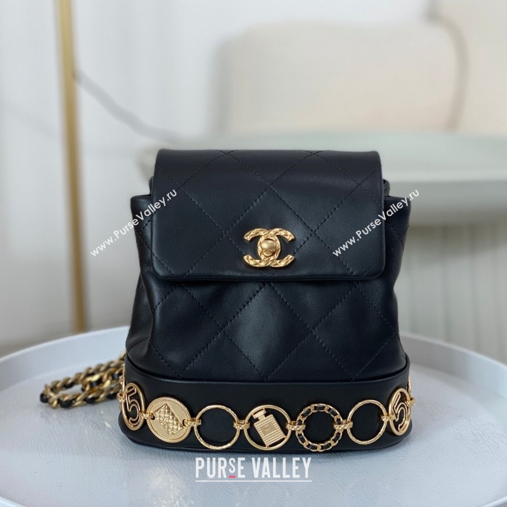 Chanel Calfskin Small Backpack Bag with Badge AS4275 Black 2023 Top (SM-23112815)