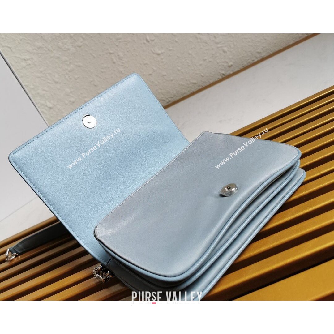 Prada Nylon and Saffiano Leather Shoulder Bag 1BD032 Blue 2021 (YZ-21080448)