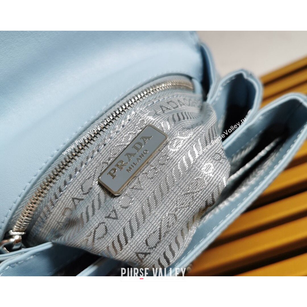 Prada Nylon and Saffiano Leather Shoulder Bag 1BD032 Blue 2021 (YZ-21080448)