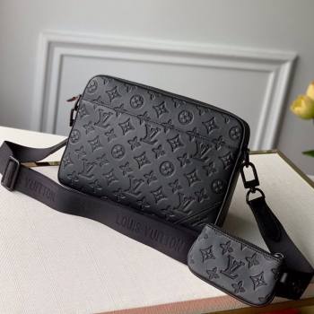 Louis Vuitton Mens Duo Messenger Bag in Monogram Embossed Leather M69827 Black 2020 (KI-20112339)