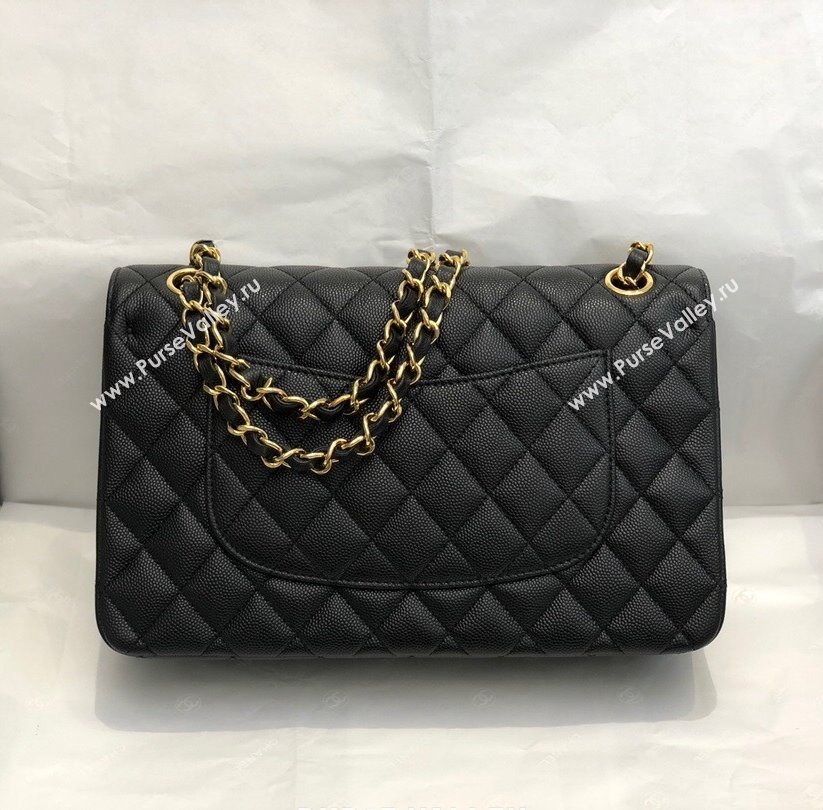 Chanel Quilted Grained Calfskin Medium Classic Flap Bag A01112 Black/Gold 2021 (SM-210929062)