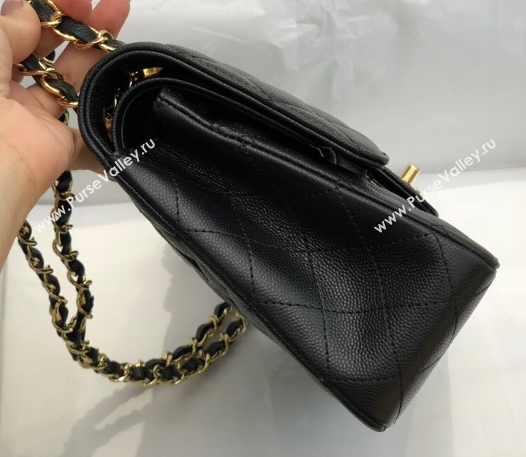 Chanel Quilted Grained Calfskin Medium Classic Flap Bag A01112 Black/Gold 2021 (SM-210929062)