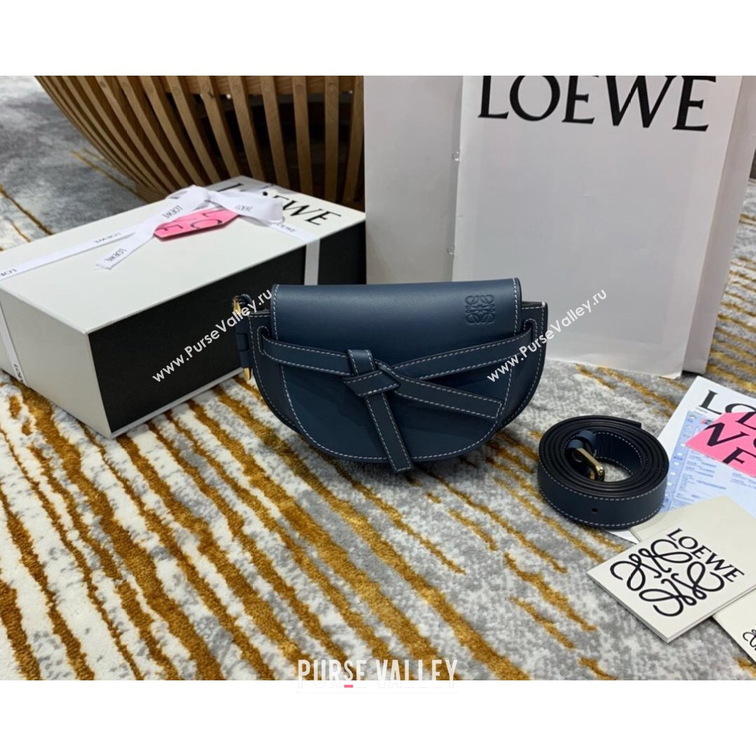 Loewe Mini Gate Belt Bag in Natural Calfskin Blue 2021 Top (ZD-210802061)