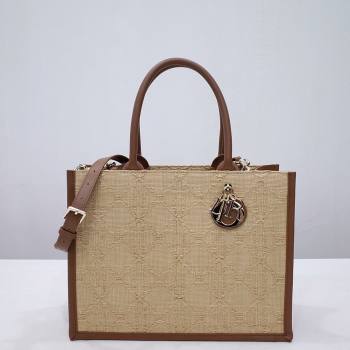 Dior Medium Book Tote Bag Bag in Beige Cannage Raffia 2024 (DMZ-24062814)