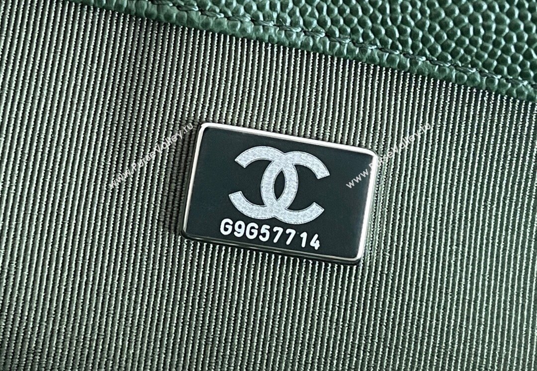 Chanel Original Grained Calfskin Chevron Samll Boy Flap Bag Silver/Green 2023 Top Quality (MHE-23102521)