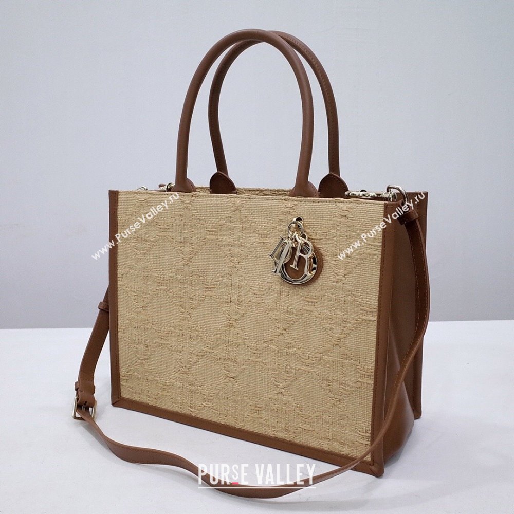 Dior Medium Book Tote Bag Bag in Beige Cannage Raffia 2024 (DMZ-24062814)