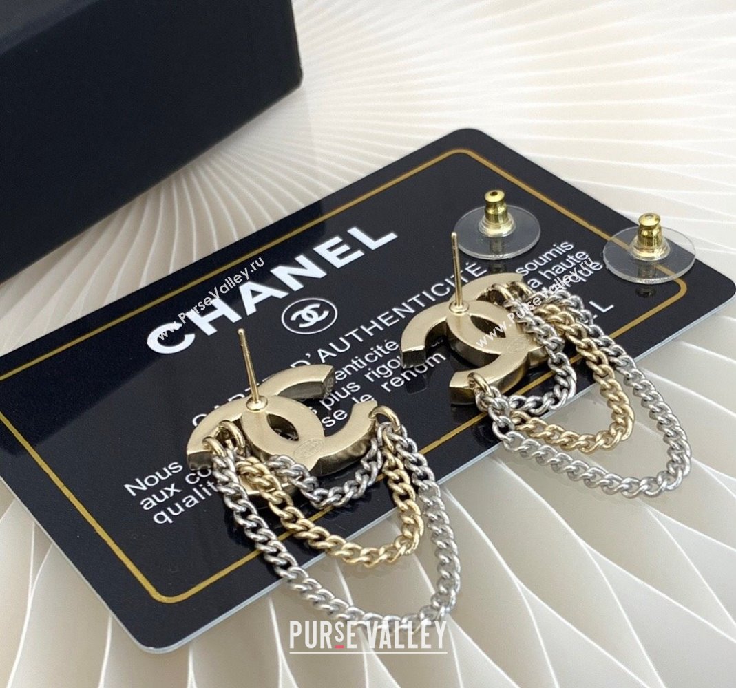 Chanel CC Tassel Earrings AB7062 Silver/Gold 2021 100858 (YF-21100898)