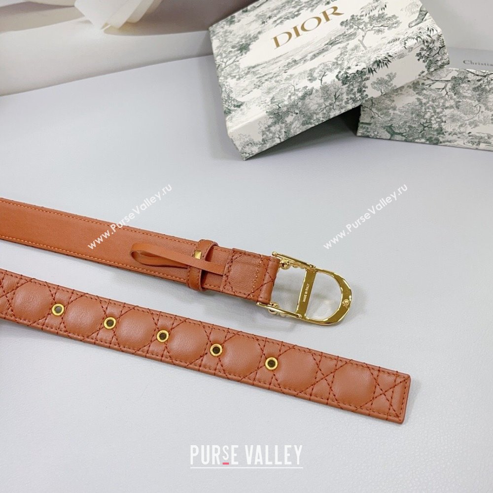 Dior Oblique Leather Belt 3cm with Pearls CD Buckle Brown/Gold 2025 0108 (99-250108017)