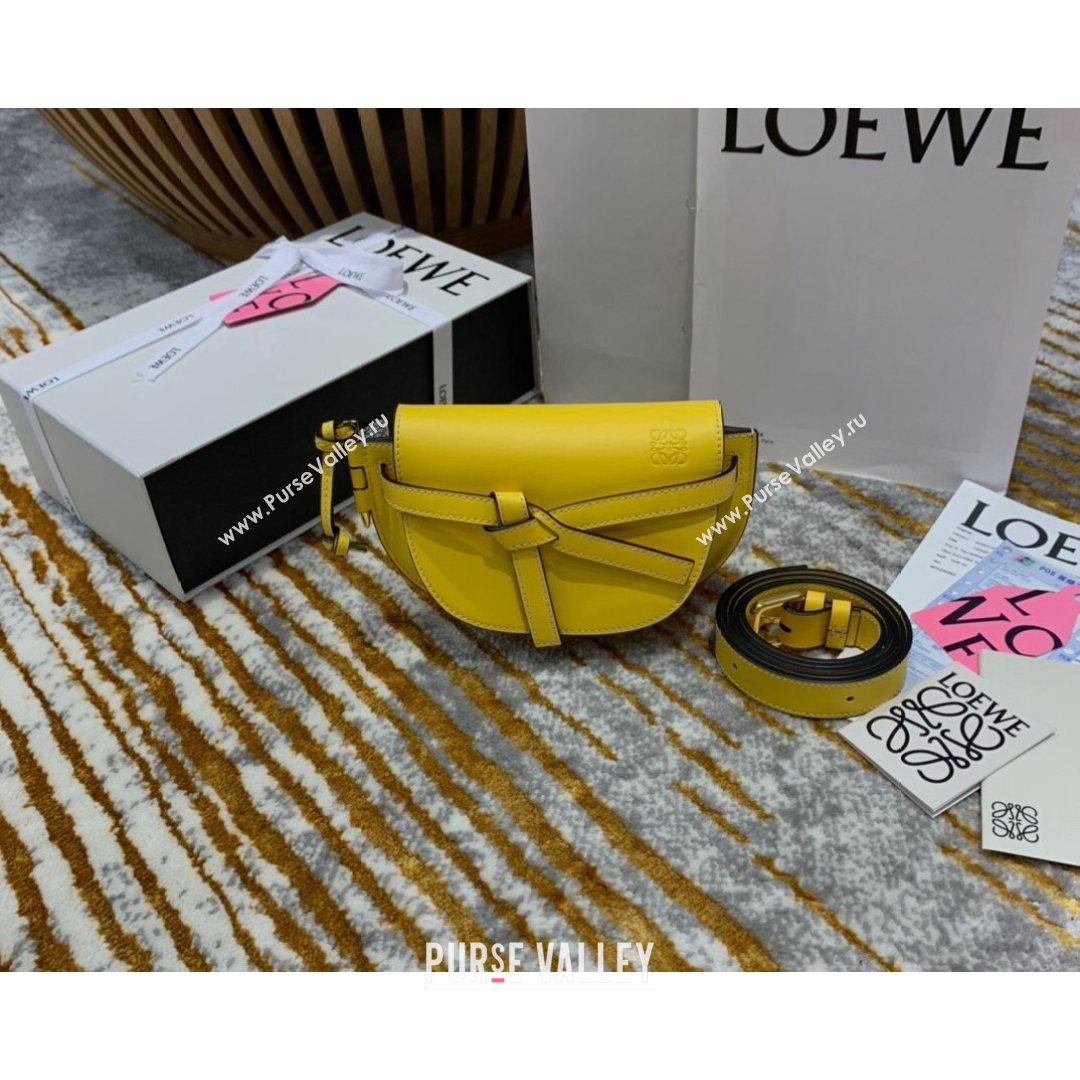 Loewe Mini Gate Belt Bag in Natural Calfskin Yellow 2021 Top (ZD-210802063)